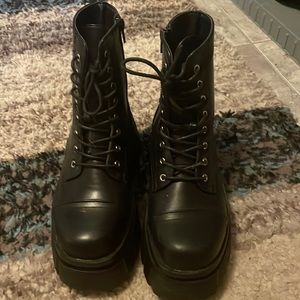 Black platform combat boots